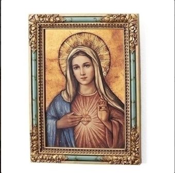 Square Immaculate Heart Icon Plaque Roman Js Religious Gifts - 18.3 Cm