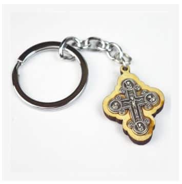 Wooden Cross Key Ring