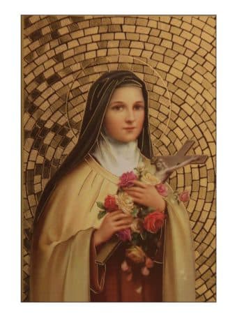 Wood Plaque (gold): St Therese