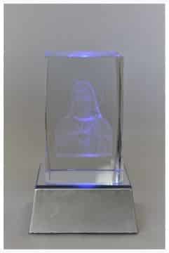 Sacred Heart Crystal Cube and Light Stand